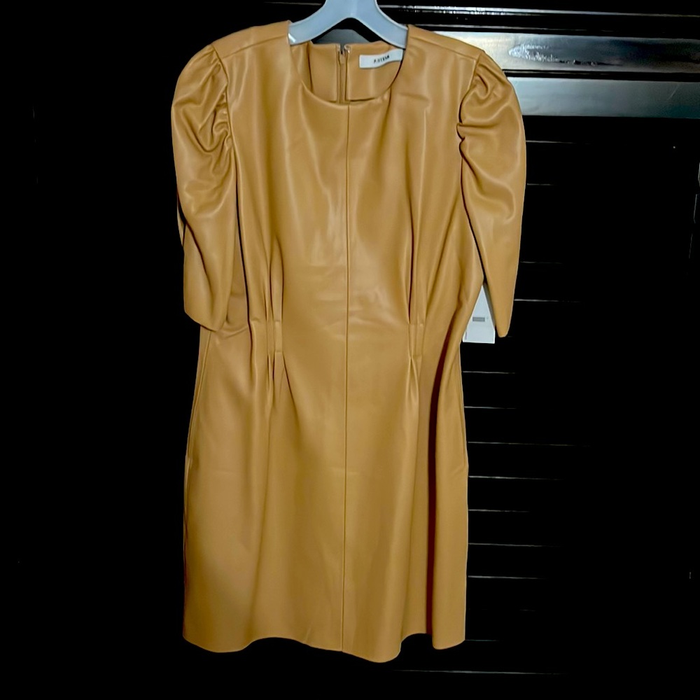 Vegan Leather tan mini dress !
